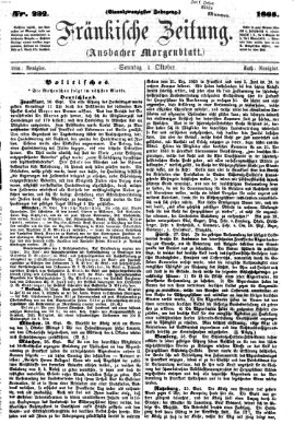 Fränkische Zeitung (Ansbacher Morgenblatt) Sonntag 1. Oktober 1865