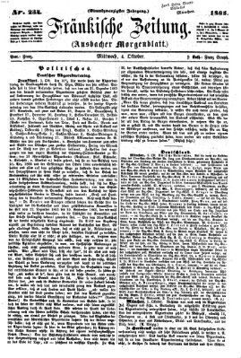 Fränkische Zeitung (Ansbacher Morgenblatt) Mittwoch 4. Oktober 1865