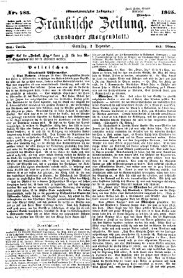 Fränkische Zeitung (Ansbacher Morgenblatt) Samstag 2. Dezember 1865