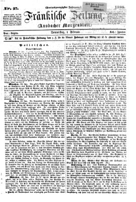 Fränkische Zeitung (Ansbacher Morgenblatt) Donnerstag 1. Februar 1866