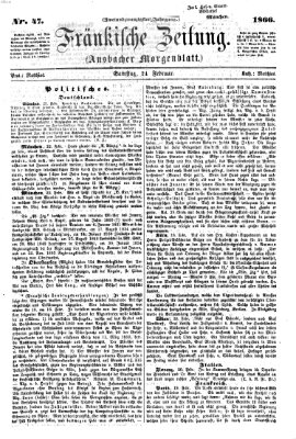 Fränkische Zeitung (Ansbacher Morgenblatt) Samstag 24. Februar 1866