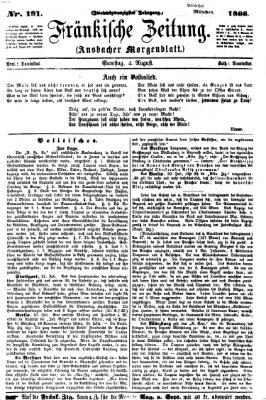 Fränkische Zeitung (Ansbacher Morgenblatt) Samstag 4. August 1866