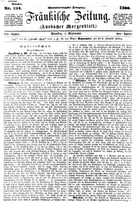 Fränkische Zeitung (Ansbacher Morgenblatt) Samstag 1. September 1866