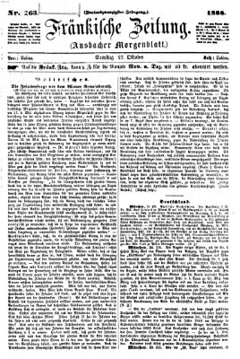 Fränkische Zeitung (Ansbacher Morgenblatt) Samstag 27. Oktober 1866