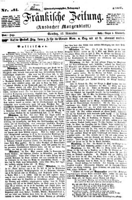 Fränkische Zeitung (Ansbacher Morgenblatt) Samstag 17. November 1866