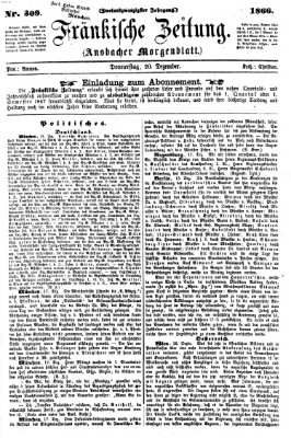 Fränkische Zeitung (Ansbacher Morgenblatt) Donnerstag 20. Dezember 1866