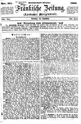 Fränkische Zeitung (Ansbacher Morgenblatt) Samstag 22. Dezember 1866