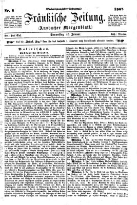 Fränkische Zeitung (Ansbacher Morgenblatt) Donnerstag 10. Januar 1867