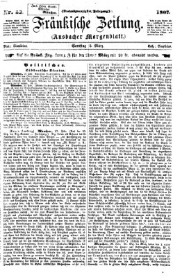 Fränkische Zeitung (Ansbacher Morgenblatt) Samstag 2. März 1867