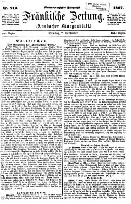 Fränkische Zeitung (Ansbacher Morgenblatt) Samstag 7. September 1867