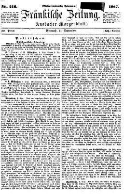 Fränkische Zeitung (Ansbacher Morgenblatt) Mittwoch 11. September 1867