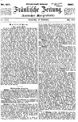 Fränkische Zeitung (Ansbacher Morgenblatt) Donnerstag 12. September 1867