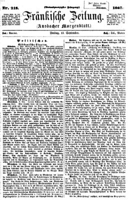 Fränkische Zeitung (Ansbacher Morgenblatt) Freitag 13. September 1867