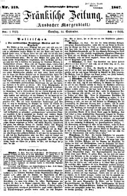 Fränkische Zeitung (Ansbacher Morgenblatt) Samstag 14. September 1867