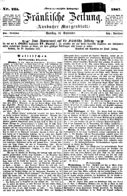 Fränkische Zeitung (Ansbacher Morgenblatt) Samstag 21. September 1867