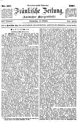 Fränkische Zeitung (Ansbacher Morgenblatt) Donnerstag 17. Oktober 1867