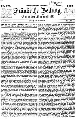 Fränkische Zeitung (Ansbacher Morgenblatt) Freitag 22. November 1867