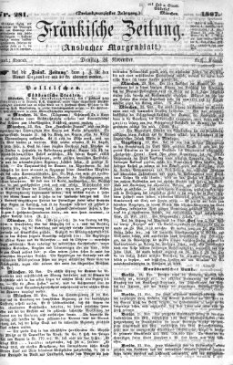 Fränkische Zeitung (Ansbacher Morgenblatt) Dienstag 26. November 1867