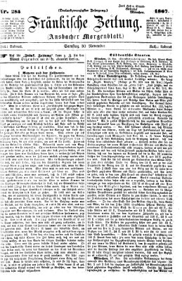 Fränkische Zeitung (Ansbacher Morgenblatt) Samstag 30. November 1867