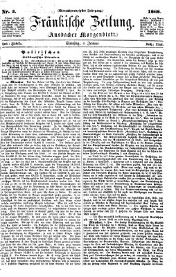 Fränkische Zeitung (Ansbacher Morgenblatt) Samstag 4. Januar 1868