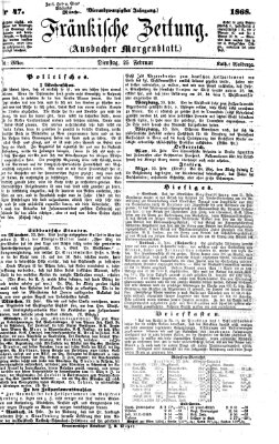 Fränkische Zeitung (Ansbacher Morgenblatt) Dienstag 25. Februar 1868