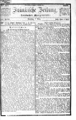 Fränkische Zeitung (Ansbacher Morgenblatt) Samstag 7. März 1868