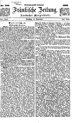 Fränkische Zeitung (Ansbacher Morgenblatt) Samstag 12. September 1868