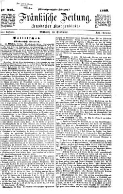 Fränkische Zeitung (Ansbacher Morgenblatt) Mittwoch 16. September 1868