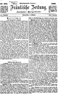 Fränkische Zeitung (Ansbacher Morgenblatt) Donnerstag 1. Oktober 1868