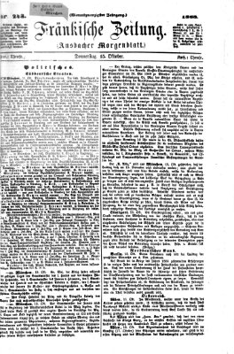 Fränkische Zeitung (Ansbacher Morgenblatt) Donnerstag 15. Oktober 1868