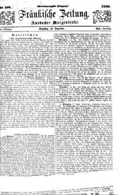 Fränkische Zeitung (Ansbacher Morgenblatt) Samstag 19. Dezember 1868