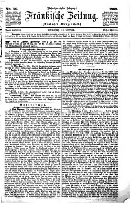 Fränkische Zeitung (Ansbacher Morgenblatt) Donnerstag 11. Februar 1869