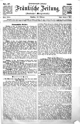 Fränkische Zeitung (Ansbacher Morgenblatt) Samstag 13. Februar 1869