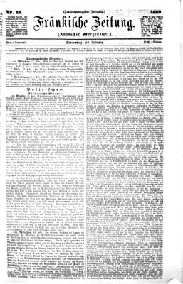 Fränkische Zeitung (Ansbacher Morgenblatt) Donnerstag 18. Februar 1869