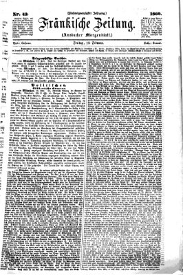 Fränkische Zeitung (Ansbacher Morgenblatt) Freitag 19. Februar 1869