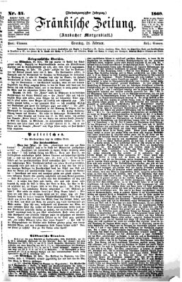 Fränkische Zeitung (Ansbacher Morgenblatt) Sonntag 21. Februar 1869