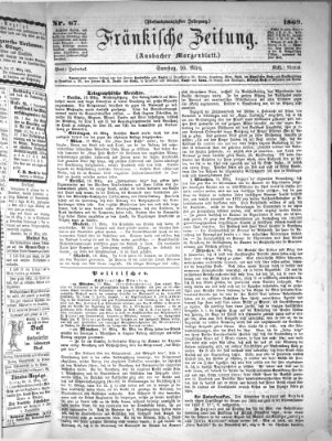 Fränkische Zeitung (Ansbacher Morgenblatt) Samstag 20. März 1869