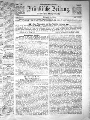 Fränkische Zeitung (Ansbacher Morgenblatt) Mittwoch 24. März 1869