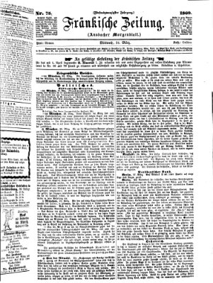 Fränkische Zeitung (Ansbacher Morgenblatt) Mittwoch 31. März 1869