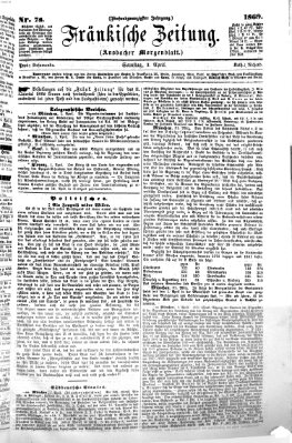 Fränkische Zeitung (Ansbacher Morgenblatt) Samstag 3. April 1869