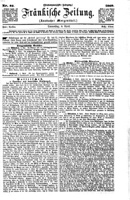 Fränkische Zeitung (Ansbacher Morgenblatt) Donnerstag 8. April 1869