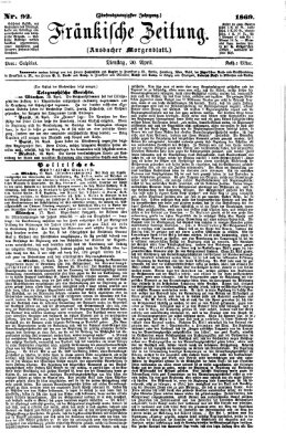 Fränkische Zeitung (Ansbacher Morgenblatt) Dienstag 20. April 1869