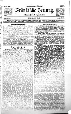 Fränkische Zeitung (Ansbacher Morgenblatt) Mittwoch 28. April 1869