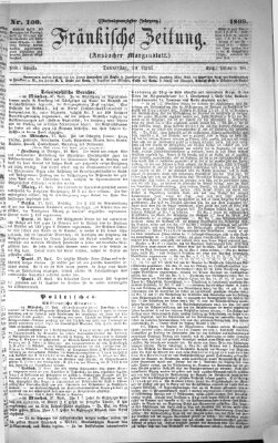 Fränkische Zeitung (Ansbacher Morgenblatt) Donnerstag 29. April 1869