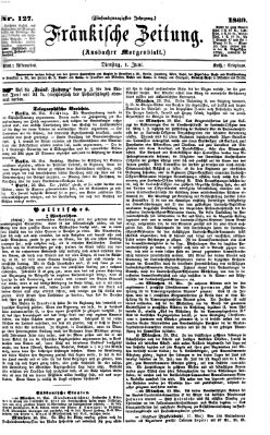 Fränkische Zeitung (Ansbacher Morgenblatt) Dienstag 1. Juni 1869