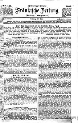 Fränkische Zeitung (Ansbacher Morgenblatt) Samstag 19. Juni 1869