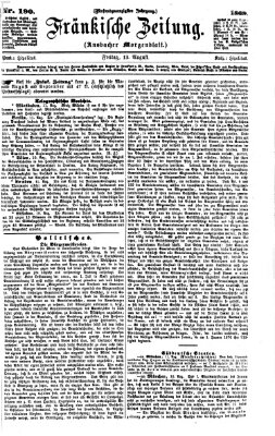 Fränkische Zeitung (Ansbacher Morgenblatt) Freitag 13. August 1869