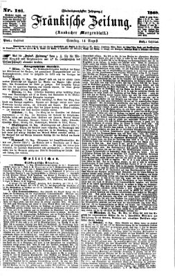 Fränkische Zeitung (Ansbacher Morgenblatt) Samstag 14. August 1869