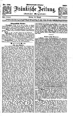 Fränkische Zeitung (Ansbacher Morgenblatt) Freitag 20. August 1869