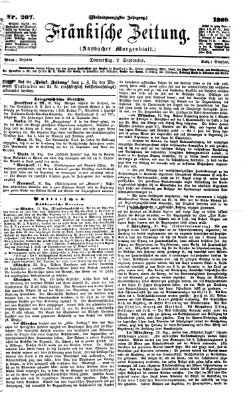 Fränkische Zeitung (Ansbacher Morgenblatt) Donnerstag 2. September 1869